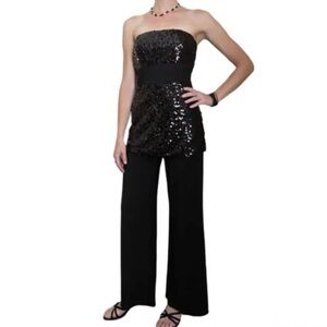 White House Black Market Strapless Sequin Jumpsuit